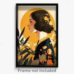 German Movie Poster - Girl Feeling Serenity, Fancy Gold Trim (Germany Art Print)