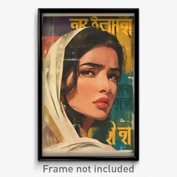 Bollywood Movie Poster - Girl Feeling Nervous, Elegant White Neckerchief (Print)