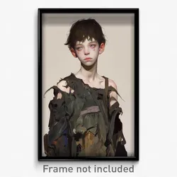 Anime Art Poster - Boy Feeling Uncertainty Wearing Pricey Torn Dress (Print)