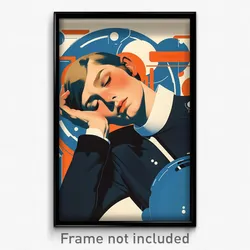 Movie Art Poster - Man Feeling Dismay, Wooden Blue Sleeves (Retro Film Print)