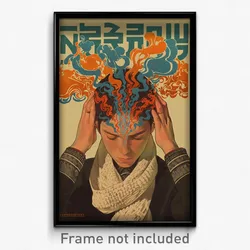 Hebrew Movie Poster - Man Feeling Courage, Zigzag White Scarf (Israel Art Print)