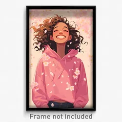 Anime Art Poster - Woman Feeling Self Compassionate, Loud Pink Hoodie (Print)