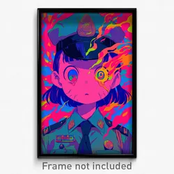 Anime Art Poster - Girl Feeling Guilt Wearing Steel Police Uniform (Print)