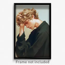 Art Poster - Man Feeling Regret Wearing Wonderful Black Sweater (Art Print)