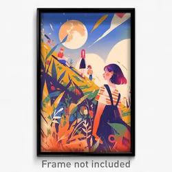 French Movie Poster - Girl Feeling Longing, Cherry Crop Top Overhang (Art Print)