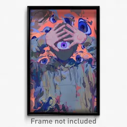 Anime Art Poster - Boy Feeling Excited Wearing Gray Pink Sleeves (Print)
