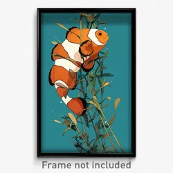 Art Poster - Clownfish Feeling Strong Wearing Gamy Vertical Striped