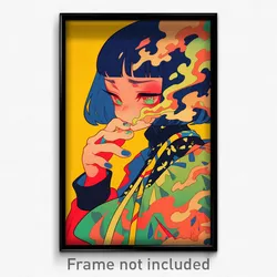Anime Art Poster - Girl Feeling Glumness Wearing Vivid Orange Sleeves (Print)