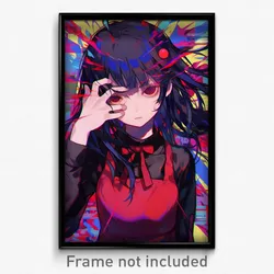 Anime Art Poster - Woman Feeling Loathing Wearing Red Popped Button (Print)
