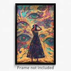 Art Poster - Woman Feeling Bewildered Wearing Old Fashioned Sundress (Art Print)