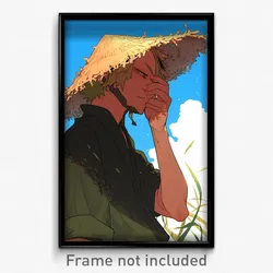Anime Art Poster - Man Feeling Pride Wearing Thankful Sun Hat