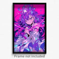 Anime Art Poster - Girl Feeling Love Wearing Silver Purple Ribbon (Print)