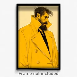 Art Poster - Man Feeling Alarm Wearing Illustrious Yellow Coat (Art Print)