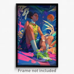 Greek Movie Poster - Woman Feeling Attentiveness, Whimsical Basketball Uniform