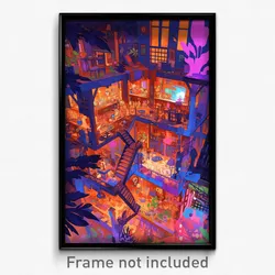 Art Poster - Multicolored Hideout (Psychedelic Trippy Weird 11x17 Cartoon Print)