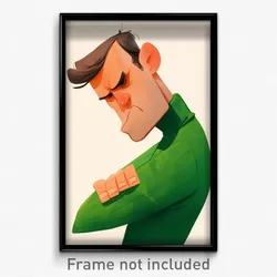 Art Poster - Man Feeling Dislike Wearing Glum Green Ribbon (Print)