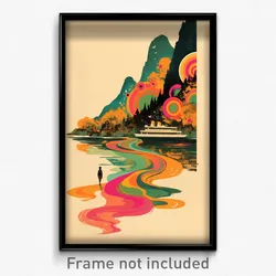 French Movie Poster - Thoughtful Ferry (France Psychedelic Art Retro Film Print)