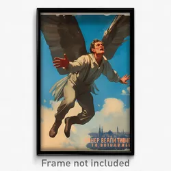 Russian Movie Poster - Man Feeling Indignant, Genuine Wings (Russia Art Print)