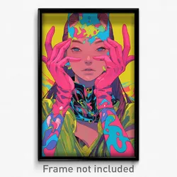 Art Poster - Girl Feeling Arrogant Wearing Well Made Pink Gloves (Art Print)