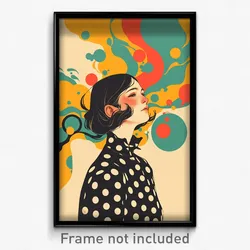 Spanish Movie Poster - Woman Feeling Enthusiasm, Black Polka Dot Ribbon (Print)