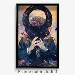 Art Poster - Active Moon (Psychedelic Trippy Weird 11x17 Cartoon Print)