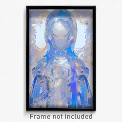 Art Poster - Woman Feeling Mystified Wearing Steel Armored Dress (Print)