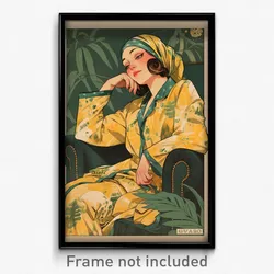 German Movie Poster - Woman Feeling Intrigued, Luxurious Pajamas (Art Print)