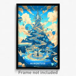 Icelandic Movie Poster - Sky Blue Mind Journey (Iceland Retro Film Art Print)