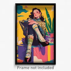 Mexican Movie Poster - Woman Feeling Insightful, Scientific Mismatched Legwear