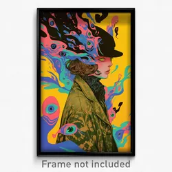 Art Poster - Woman Feeling Envy Wearing Strange Cabbie Hat (Print)