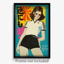 German Movie Poster - Woman Feeling Eagerness, White Black Shorts (Art Print)