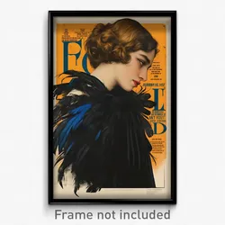 Greek Movie Poster - Woman Feeling Vicious, Extra Large Feather Trimmed Sleeves