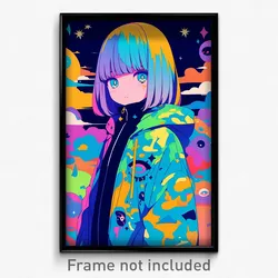 Anime Art Poster - Girl Feeling Anticipation Wearing Crafty Track Jacket (Print)