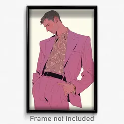 Art Poster - Man Feeling Trust Wearing Classic Pink Jacket (Print)