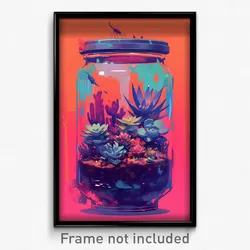 Art Poster - Homely Terrarium (Psychedelic Trippy Weird 11x17 Cartoon Print)