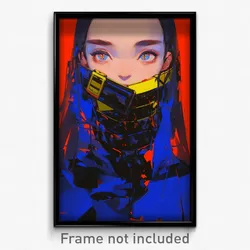 Anime Art Poster - Girl Feeling Curiosity Wearing Bulky Detached Collar (Print)