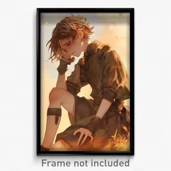 Anime Art Poster - Boy Feeling Bitter Wearing Rundown Brown Sleeves (Print)