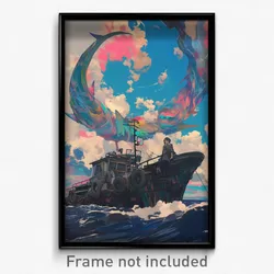 Art Poster - Wide Ferry (Psychedelic Trippy Weird 11x17 Cartoon Print)