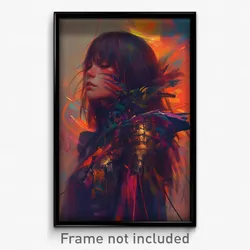 Anime Art Poster - Woman Feeling Longing Wearing Tattered Armor (Print)