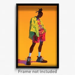 Anime Art Poster - Boy Feeling Apprehension Wearing Baggy Orange Leotard (Print)