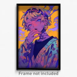 Anime Art Poster - Boy Feeling Baffled Wearing Metallic Sweatband (Print)