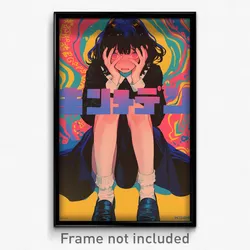 Hebrew Movie Poster - Girl Feeling Apprehension, Whimsical Blue Footwear (Print)