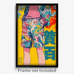 Chinese Movie Poster - Man Feeling Discomfort, Imaginative Print Shorts (Print)