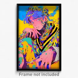 Anime Art Poster - Boy Feeling Hospitable, Humble Vertical Striped (Print)