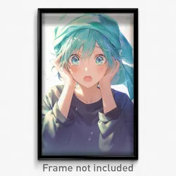Anime Art Poster - Man Feeling Astonished, Comfortable Aqua Headwear (Print)