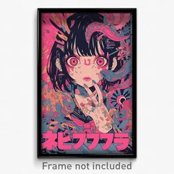 Japanese Movie Poster - Girl Feeling Distracted, Unique Heart Button (Art Print)