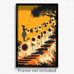 Spanish Movie Poster - Simplistic Drying Rack (Spain Retro Film Art Print)