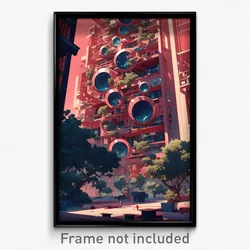 Art Poster - Cool Hotel (Psychedelic Trippy Weird 11x17 Cartoon Print)