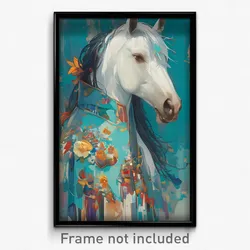 Art Poster - Horse Feeling Jubilation Wearing Jazzy Aqua Jacket