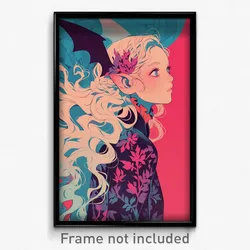 Anime Art Poster - Woman Feeling Intrigued, Quaint Bat Hair Ornament (Print)